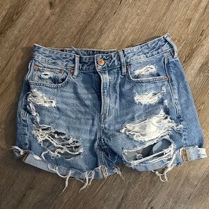 American Eagle Outfitters Ripped Light Blue Jean Shorts